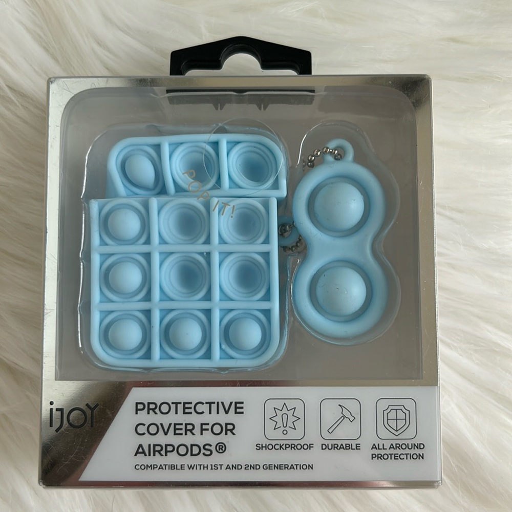 Blue pop it fidget toy AirPod case & keychain NWT